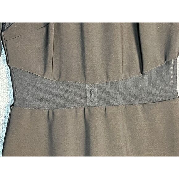 NWT Betsy & Adam Sheath Dress Knee Length Mesh Trim Mock Neck Black Women Size 0 - Picture 7 of 16
